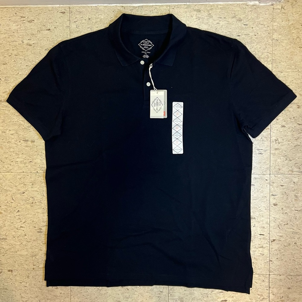 NWT St Johns Bay Mens Size XL Legacy black polo shirt short sleeve